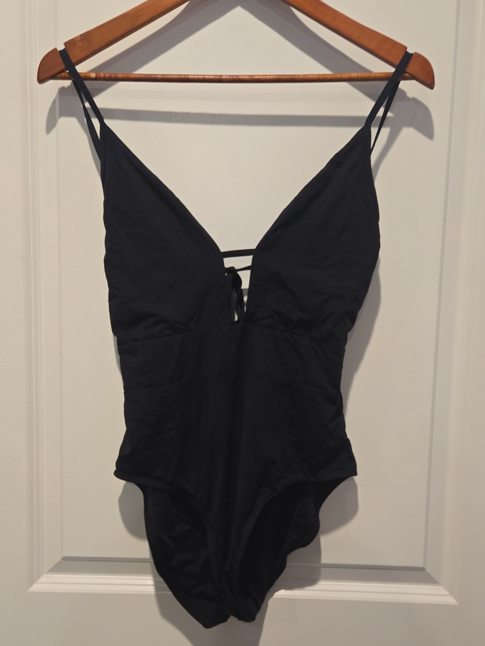 becca Black V-Neck One-Piece Swimsuit with Tie Detail